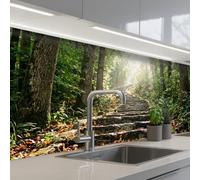 KitchenYeah© Crédence Adhésive Résistant À La Chaleur 60x200 cm Protection Mur Cuisine Panneaux Muraux Adhesif Panneau Decoratif Interieur Pierres - Escaliers - Forêt - Nature