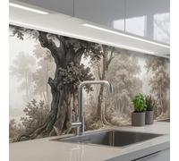 KitchenYeah© Crédence Adhésive Résistant À La Chaleur 60x250 cm Protection Mur Cuisine Panneaux Muraux Adhesif Panneau Decoratif Interieur Nature - Forêt - Chêne