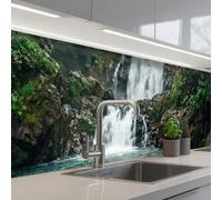 KitchenYeah© Crédence Adhésive Résistant À La Chaleur 60x300 cm Protection Mur Cuisine Panneaux Muraux Adhesif Panneau Decoratif Interieur Casca- Forêt - Nature - Vert