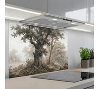 KitchenYeah© Crédence Adhésive Résistant À La Chaleur 60x90 cm Protection Mur Cuisine Panneaux Muraux Adhesif Panneau Decoratif Interieur Nature - Forêt - Chêne