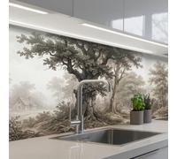 KitchenYeah© Crédence Adhésive Résistant À La Chaleur 80x150 cm Protection Mur Cuisine Panneaux Muraux Adhesif Panneau Decoratif Interieur Nature - Forêt - Chêne