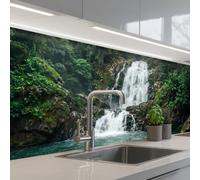 KitchenYeah© Crédence Adhésive Résistant À La Chaleur 80x250 cm Protection Mur Cuisine Panneaux Muraux Adhesif Panneau Decoratif Interieur Casca- Forêt - Nature - Vert