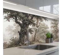 KitchenYeah© Crédence Adhésive Résistant À La Chaleur 80x250 cm Protection Mur Cuisine Panneaux Muraux Adhesif Panneau Decoratif Interieur Nature - Forêt - Chêne