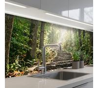 KitchenYeah© Crédence Adhésive Résistant À La Chaleur 80x300 cm Protection Mur Cuisine Panneaux Muraux Adhesif Panneau Decoratif Interieur Pierres - Escaliers - Forêt - Nature