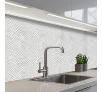 KitchenYeah© Crédence Adhésive Résistant À La Chaleur 80x400 cm Protection Mur Cuisine Panneaux Muraux Adhesif Panneau Decoratif Interieur Serpent - Motif - Blanc