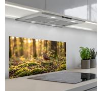 KitchenYeah© Credence Cuisine 45x90 cm Adhesif Protection Mur Plaque De Cuisson Plastique Rigide Revetement Murale À Coller Bécasse - Forêt - Feuilles - Automne - Camouflé