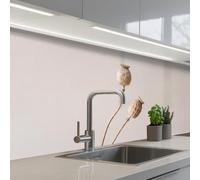 KitchenYeah© Credence Cuisine 60x200 cm Adhesif Protection Mur Plaque De Cuisson Plastique Rigide Revetement Murale À Coller Bulbes pavot - Fleurs sèches - Minimaliste - Beige - Calme