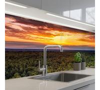 KitchenYeah© Credence Cuisine 60x250 cm Adhesif Protection Mur Plaque De Cuisson Plastique Rigide Revetement Murale À Coller Forêt - Nuit - Ciel - Horizon - Arbres