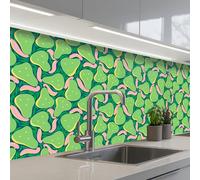 KitchenYeah© Credence Cuisine 80x250 cm Adhesif Protection Mur Plaque De Cuisson Plastique Rigide Revetement Murale À Coller Poires - Vertes - Roses