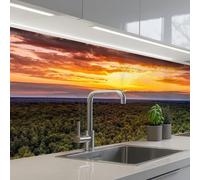 KitchenYeah© Credence Cuisine 80x300 cm Adhesif Protection Mur Plaque De Cuisson Plastique Rigide Revetement Murale À Coller Forêt - Nuit - Ciel - Horizon - Arbres