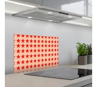 KitchenYeah© Crédence Cuisine À Coller 40x60 cm Protection Plaque De Cuisson Adhesif Plastique Rigide Dalle Murale Motif - Étoiles - Rouge