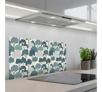 KitchenYeah© Crédence Cuisine À Coller 45x90 cm Protection Plaque De Cuisson Adhesif Plastique Rigide Dalle Murale Moderne - Arbres - Forêt - Motif - Bleu