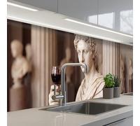 KitchenYeah© Crédence Cuisine À Coller 60x300 cm Protection Plaque De Cuisson Adhesif Plastique Rigide Dalle Murale Classique - Marbre - Vin