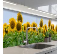 KitchenYeah© Crédence Cuisine À Coller 60x500 cm Protection Plaque De Cuisson Adhesif Plastique Rigide Dalle Murale Tournesols - Jaune - Nature
