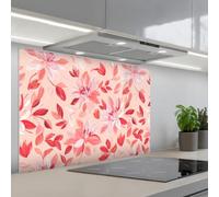 KitchenYeah© Crédence Cuisine À Coller 60x90 cm Protection Plaque De Cuisson Adhesif Plastique Rigide Dalle Murale Botanique - Fleurs - Rouge