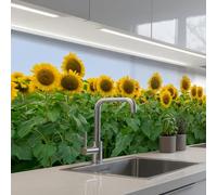 KitchenYeah© Crédence Cuisine À Coller 80x250 cm Protection Plaque De Cuisson Adhesif Plastique Rigide Dalle Murale Tournesols - Jaune - Nature