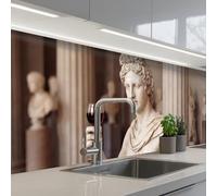 KitchenYeah© Crédence Cuisine À Coller 80x300 cm Protection Plaque De Cuisson Adhesif Plastique Rigide Dalle Murale Classique - Marbre - Vin