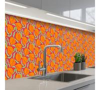 KitchenYeah© Crédence Cuisine À Coller 80x500 cm Protection Plaque De Cuisson Adhesif Plastique Rigide Dalle Murale Pêche - Orange - Été