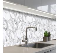 KitchenYeah© Credence Cuisine Adhesif Protection Mur Plaque De Cuisson | 60x300 cm - Plastique Rigide Revetement Murale À Coller Marbre - Couche - Rupture - Structure grise