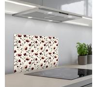 KitchenYeah© Credence Cuisine Adhesive 40x60 cm Protege Mur Revetement Mural Adhesif Parement Interieur À Coller Plaque Plastique Rigide Fleurs - Botanique - Bordeaux