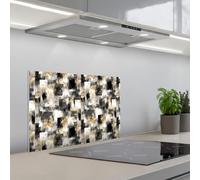 KitchenYeah© Credence Cuisine Adhesive 40x60 cm Protege Mur Revetement Mural Adhesif Parement Interieur À Coller Plaque Plastique Rigide Coups de pinceau - Motifs d'ombres - Noir - Or