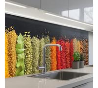 KitchenYeah© Credence Cuisine Adhesive 60x100 cm Protege Mur Revetement Mural Adhesif Parement Interieur À Coller Plaque Plastique Rigide Épices - Herbes - Bandes - Arc-En-Ciel