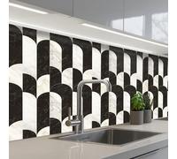 KitchenYeah© Credence Cuisine Adhesive 60x150 cm Protege Mur Revetement Mural Adhesif Parement Interieur À Coller Plaque Plastique Rigide Arches - Tuiles - Marbre - Noir - Blanc