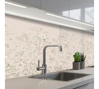 KitchenYeah© Credence Cuisine Adhesive 60x150 cm Protege Mur Revetement Mural Adhesif Parement Interieur À Coller Plaque Plastique Rigide Fleurs - Beige - Botanique - Vintage