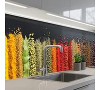 KitchenYeah© Credence Cuisine Adhesive 60x250 cm Protege Mur Revetement Mural Adhesif Parement Interieur À Coller Plaque Plastique Rigide Épices - Herbes - Bandes - Arc-En-Ciel