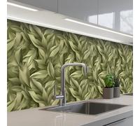 KitchenYeah© Credence Cuisine Adhesive 60x250 cm Protege Mur Revetement Mural Adhesif Parement Interieur À Coller Plaque Plastique Rigide Feuilles - Moderne - Vert