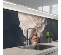 KitchenYeah© Credence Cuisine Adhesive 60x300 cm Protege Mur Revetement Mural Adhesif Parement Interieur À Coller Plaque Plastique Rigide Portrait - Mystérieux - Blanc
