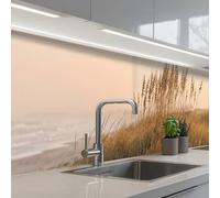 KitchenYeah© Credence Cuisine Adhesive 60x300 cm Protege Mur Revetement Mural Adhesif Parement Interieur À Coller Plaque Plastique Rigide Paysage de dunes - Coucher de soleil - Plage