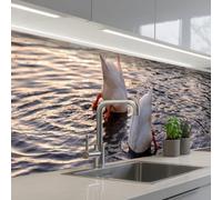 KitchenYeah© Credence Cuisine Adhesive 60x300 cm Protege Mur Revetement Mural Adhesif Parement Interieur À Coller Plaque Plastique Rigide Canards - Eau - Nature