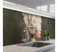 KitchenYeah© Credence Cuisine Adhesive 60x300 cm Protege Mur Revetement Mural Adhesif Parement Interieur À Coller Plaque Plastique Rigide Ailes - Femme - Blanc