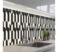 KitchenYeah© Credence Cuisine Adhesive 60x400 cm Protege Mur Revetement Mural Adhesif Parement Interieur À Coller Plaque Plastique Rigide Arches - Tuiles - Marbre - Noir - Blanc