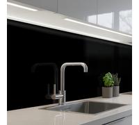 KitchenYeah© Credence Cuisine Adhesive 60x400 cm Protege Mur Revetement Mural Adhesif Parement Interieur À Coller Plaque Plastique Rigide Noir - Uni - Couleur