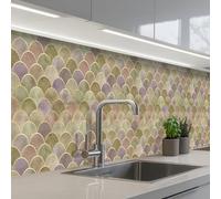 KitchenYeah© Credence Cuisine Adhesive 60x400 cm Protege Mur Revetement Mural Adhesif Parement Interieur À Coller Plaque Plastique Rigide Doux - Or - Coloré