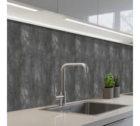 KitchenYeah© Credence Cuisine Adhesive 60x500 cm Protege Mur Revetement Mural Adhesif Parement Interieur À Coller Plaque Plastique Rigide Gris foncé - Brut - Béton