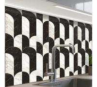 KitchenYeah© Credence Cuisine Adhesive 60x80 cm Protege Mur Revetement Mural Adhesif Parement Interieur À Coller Plaque Plastique Rigide Arches - Tuiles - Marbre - Noir - Blanc