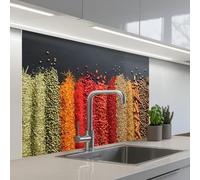 KitchenYeah© Credence Cuisine Adhesive 80x100 cm Protege Mur Revetement Mural Adhesif Parement Interieur À Coller Plaque Plastique Rigide Épices - Herbes - Bandes - Arc-En-Ciel