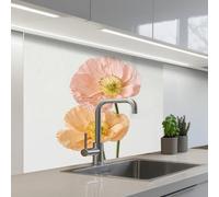 KitchenYeah© Credence Cuisine Adhesive 80x100 cm Protege Mur Revetement Mural Adhesif Parement Interieur À Coller Plaque Plastique Rigide Coquelicots - Botanique - Rose
