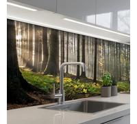 KitchenYeah© Credence Cuisine Adhesive 80x150 cm Protege Mur Revetement Mural Adhesif Parement Interieur À Coller Plaque Plastique Rigide Soleil - Branches - Arbres - Forêt - Nature