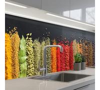 KitchenYeah© Credence Cuisine Adhesive 80x300 cm Protege Mur Revetement Mural Adhesif Parement Interieur À Coller Plaque Plastique Rigide Épices - Herbes - Bandes - Arc-En-Ciel