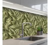 KitchenYeah© Credence Cuisine Adhesive 80x300 cm Protege Mur Revetement Mural Adhesif Parement Interieur À Coller Plaque Plastique Rigide Feuilles - Moderne - Vert