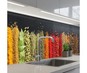 KitchenYeah© Credence Cuisine Adhesive 80x300 cm Protege Mur Revetement Mural Adhesif Parement Interieur À Coller Plaque Plastique Rigide Épices - Herbes - Bandes - Arc-En-Ciel