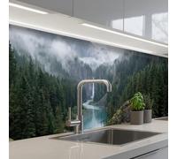 KitchenYeah© Credence Cuisine Adhesive 80x400 cm Protege Mur Revetement Mural Adhesif Parement Interieur À Coller Plaque Plastique Rigide Cascade - Arbres - Montagnes