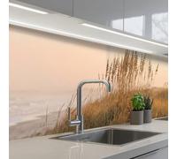 KitchenYeah© Credence Cuisine Adhesive 80x400 cm Protege Mur Revetement Mural Adhesif Parement Interieur À Coller Plaque Plastique Rigide Paysage de dunes - Coucher de soleil - Plage