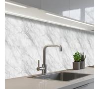 KitchenYeah© Credence Cuisine Adhesive 80x500 cm Protege Mur Revetement Mural Adhesif Parement Interieur À Coller Plaque Plastique Rigide Classique - Marbre - Gris