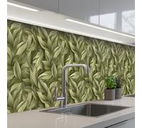 KitchenYeah© Credence Cuisine Adhesive 80x500 cm Protege Mur Revetement Mural Adhesif Parement Interieur À Coller Plaque Plastique Rigide Feuilles - Moderne - Vert