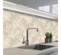 KitchenYeah© Credence Cuisine Adhesive Protege Mur Revetement Mural Adhesif | 60x200 cm - Parement Interieur À Coller Plaque Plastique Rigide Beige - Structure en relief - Pierre naturelle